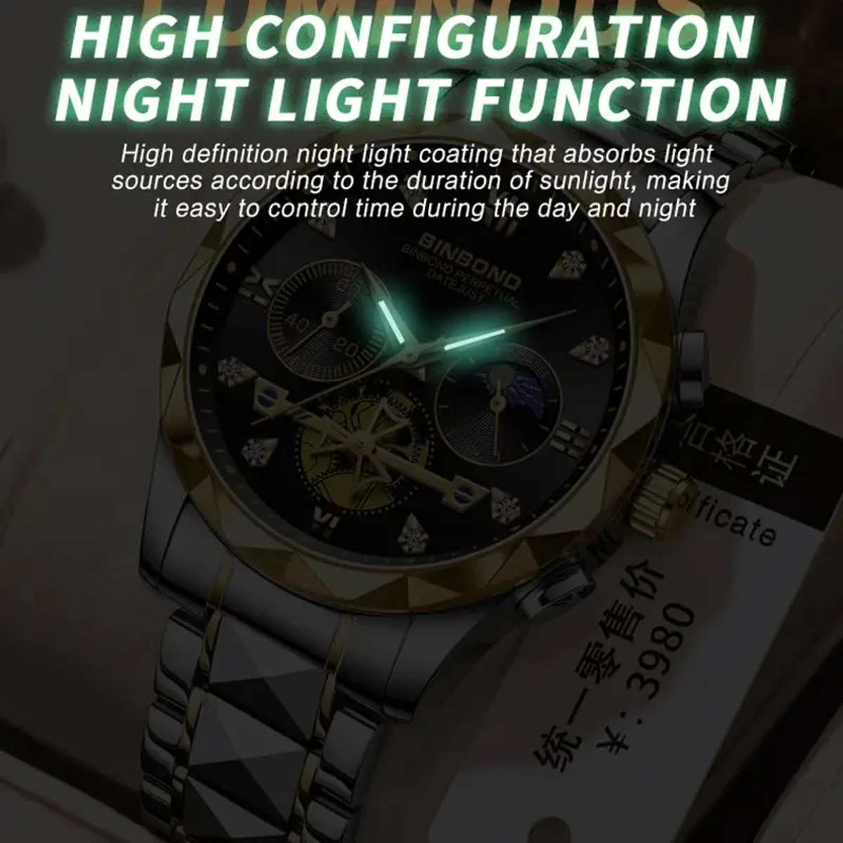 New Luxury Watch For Men Stainless Steel Waterproof Business Sport Wristwatches- Golden & Black
