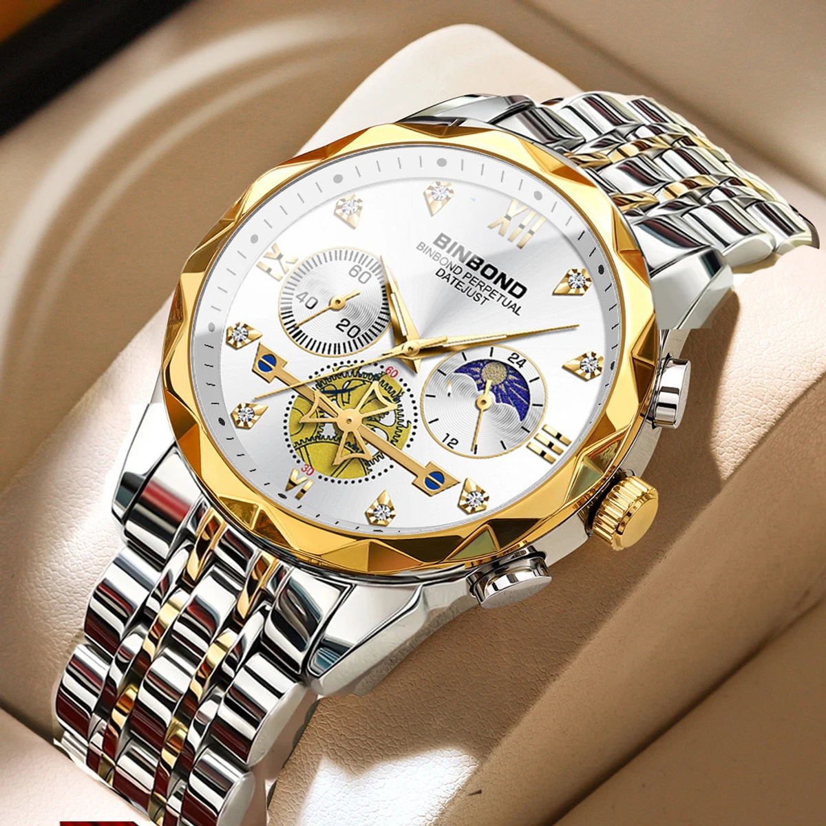 New Luxury Watch For Men Stainless Steel Waterproof Business Sport Wristwatches- Silver