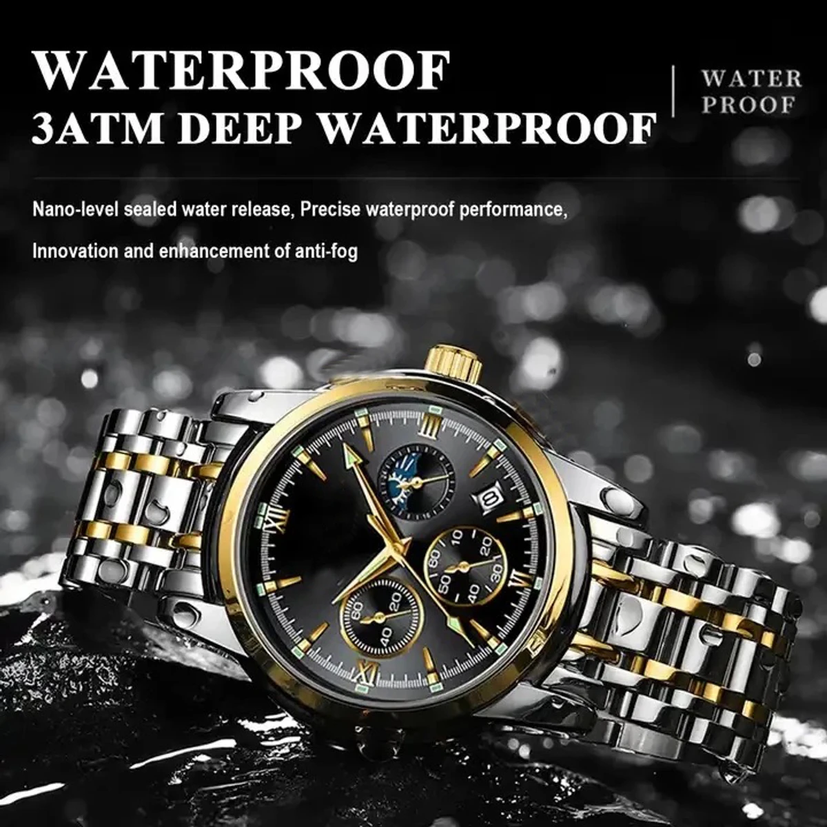 Original ORUSS SENO Men Waterproof Simple Ultra-Thin Luxury Business Fashion Watch Calendar- Black