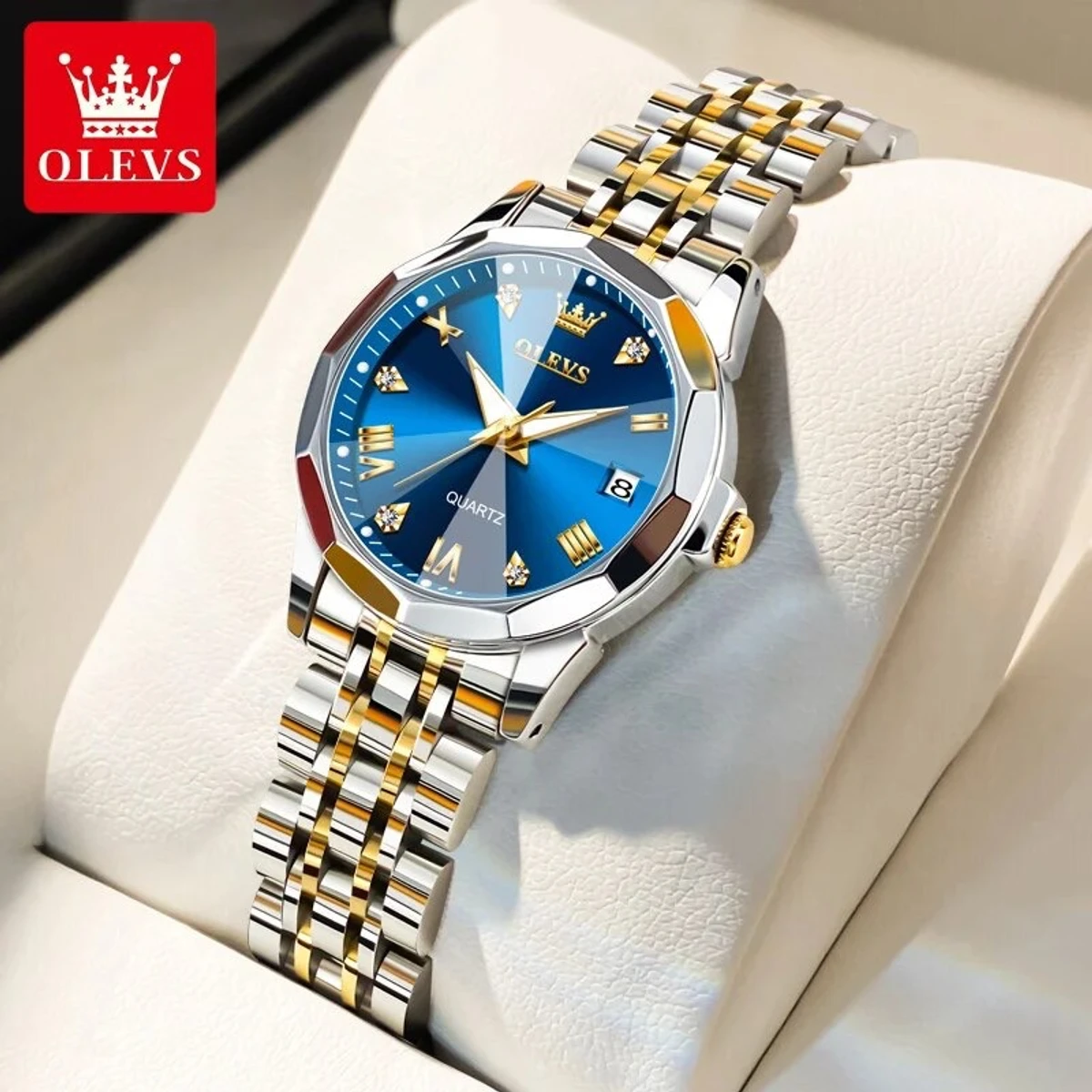 2024 New Luxury OLEVS Lady Watch for Men Stainless Steel Waterproof Watches - BLUE
