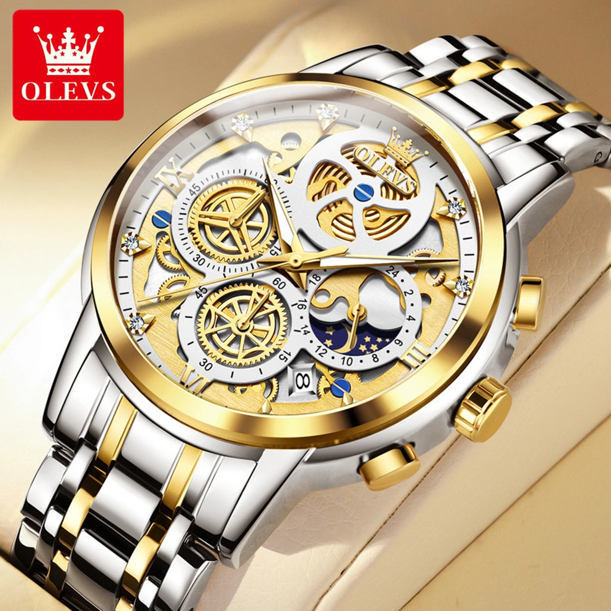 OLEVS Top Quartz Men's Brand Watch Luxury Watch Style Men's Watch- silver